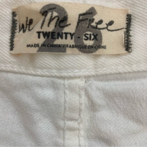 We The Free White Out Distressed Button Fly Denim Shorts - Picture 4 of 8